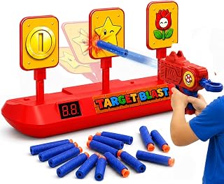 PixelWoW Electronic Target Games for Kids, Super Bro Shooting Toy | Auto-Reset Targets, LCD Scoring, Lights & Sounds, 20 Foam Darts, Indoor Kids Party Game, Gifts for Boys & Girls Ages 3-12