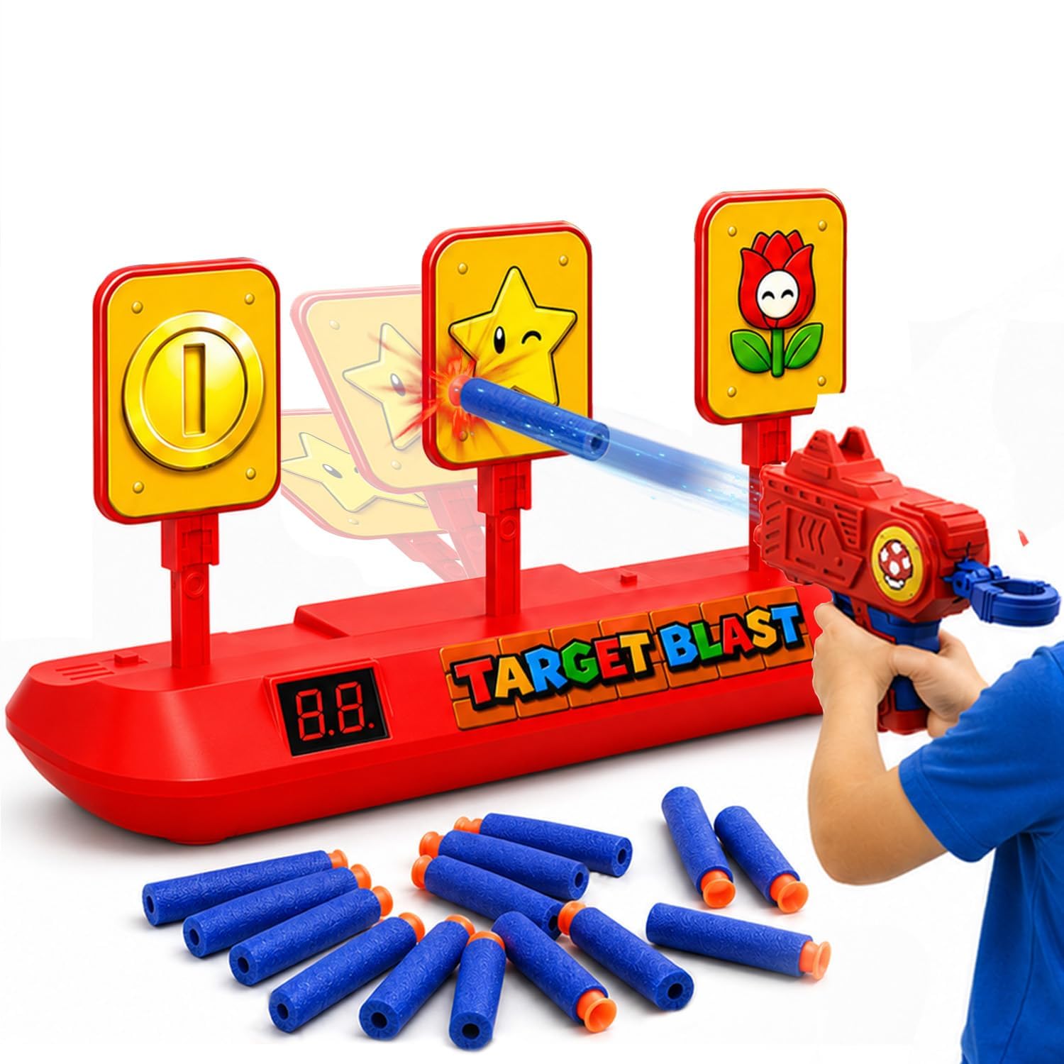 PixelWoW Electronic Target Games for Kids, Super Bro Shooting Toy | Auto-Reset T