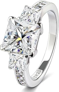 3 Stone Moissanite Engagement Rings for Women, Wedding Promise Ring