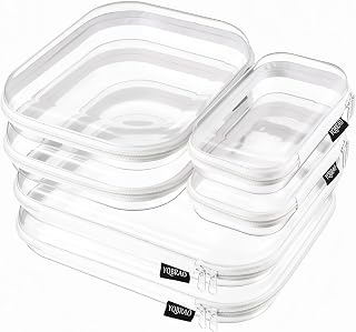 YQBRAO Clear Hard Shell Zipper Cases, Diaper Bag Organizer, 2L 2M 2S, White | Rigid Clear Shells with Smooth Dual Zippers Organize Toiletries, Cosmetics, Cables, Stationery and Household Essentials
