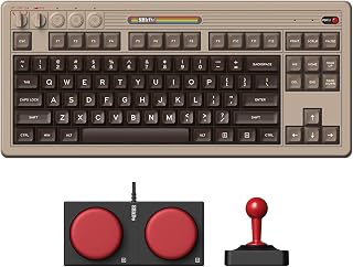 8Bitdo Retro Mechanical Keyboard for Windows & Android, C64 Edition | Bluetooth, 2.4G and Wired, 87 Keys, Kailh Box White Switches, Hot-Swappable PCB, Dual Super Buttons, Super Stick