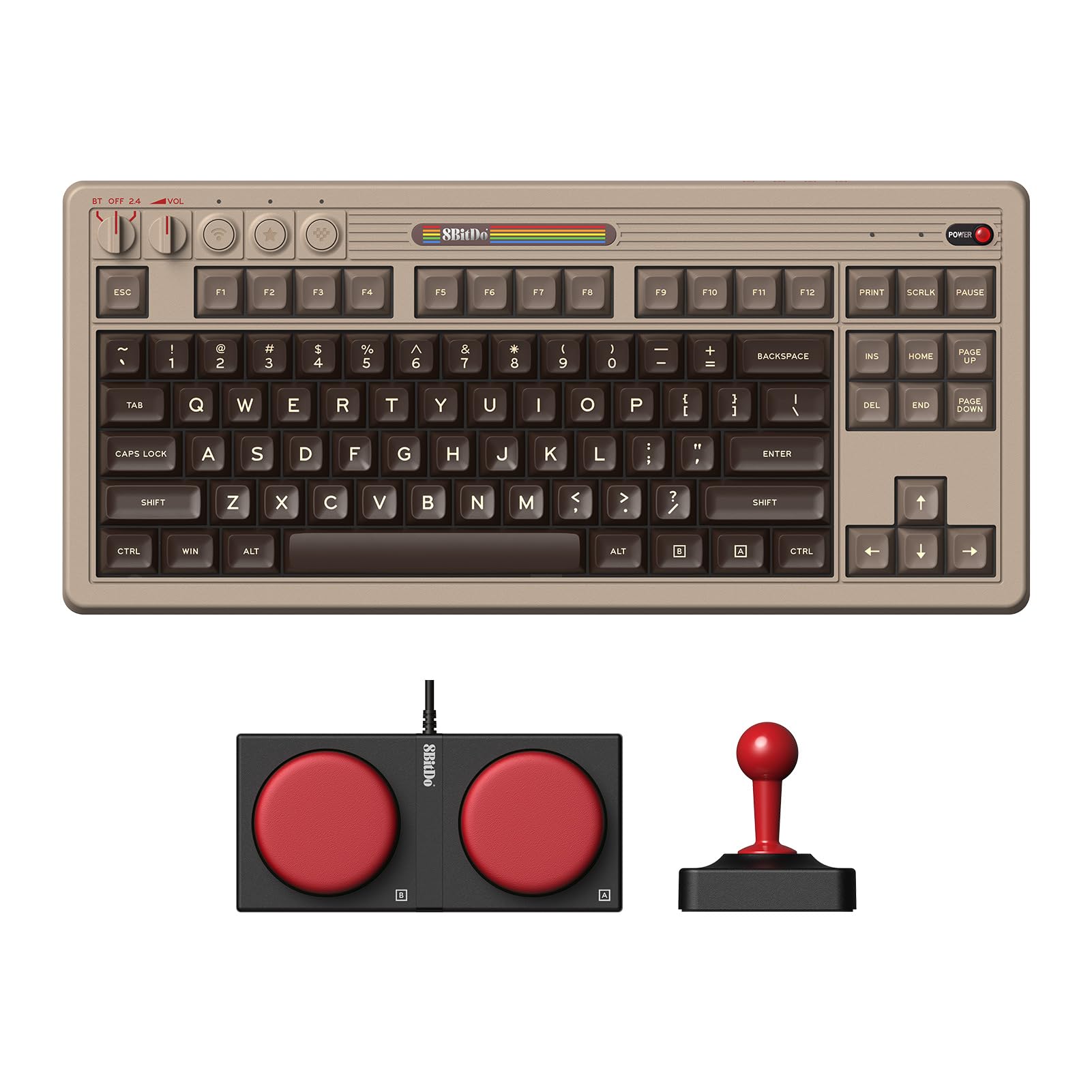 8Bitdo Retro Mechanical Keyboard for Windows & Android, C64 Edition | Bluetooth,