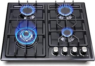 FORIMO Gas Cooktop 22Inch，Built in Gas Cooktop 4 Burners Stainless Steel Stove with NG/LPG Conversion Kit Thermocouple Protection and Easy to Clean
