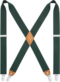 HISDERN Bretelle per uomo con molto forte 4 clip Bretelle Heavy Duty Bretelle regolabili in stile X