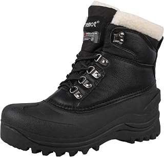riemot Men's Womens Snow Boots Lace-Up Boots with Warm Faux Fur Lining and Grip Sole for Cold Weather Dog Walking