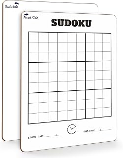 SCRIBBLEDO Dry Erase Sudoku for Kids Sudoku Puzzles for Adults All Ages 9”x12” White Board Easy Hard Sudoku Math Educational Game Whiteboard