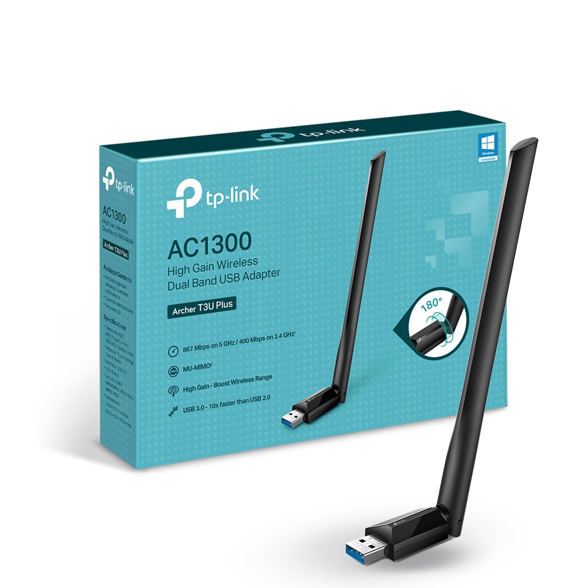 TP-Link USB WiFi Adapter for Desktop PC, AC1300 Dual Band WiFi Antenna | USB 3.0