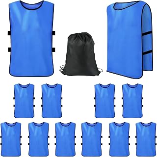 12 Pack Scrimmage Training Vests, Team Practice Pinnies with Carry Bag for Soccer Basketball Football Volleyball Hockey