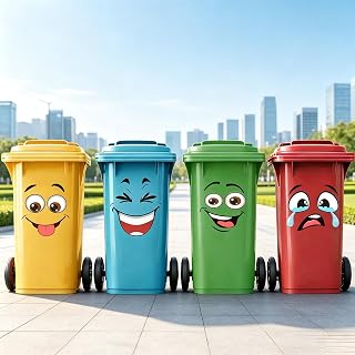 Funny Trash Can Stickers Removable Self Adhesive Decals for Trash Can Wall, Refrigerator, Kitchen
