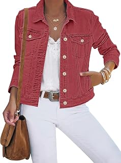 luvamia Women's Basic Button Down Stretch Fitted Long Sleeves Denim Jean Jacket