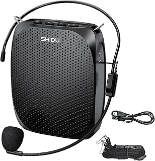 SHIDU Voice Amplifier for Teachers Portable Microphone and Speaker | Personal Wired Microphone Headset and Speaker, Mini Pa System for Tour Guides Coaches Classroom Yoga Fitness Instructors