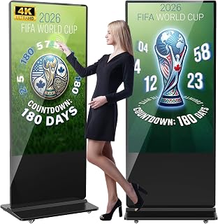 YCKJNB 65 inch Indoor Digital Signage 4K Touchscreen,CMS Software,IPS Floor Standing Digital Kiosks Interactive Displays with WiFi HDMI/USB Input Auto AD Player, Android OS Black