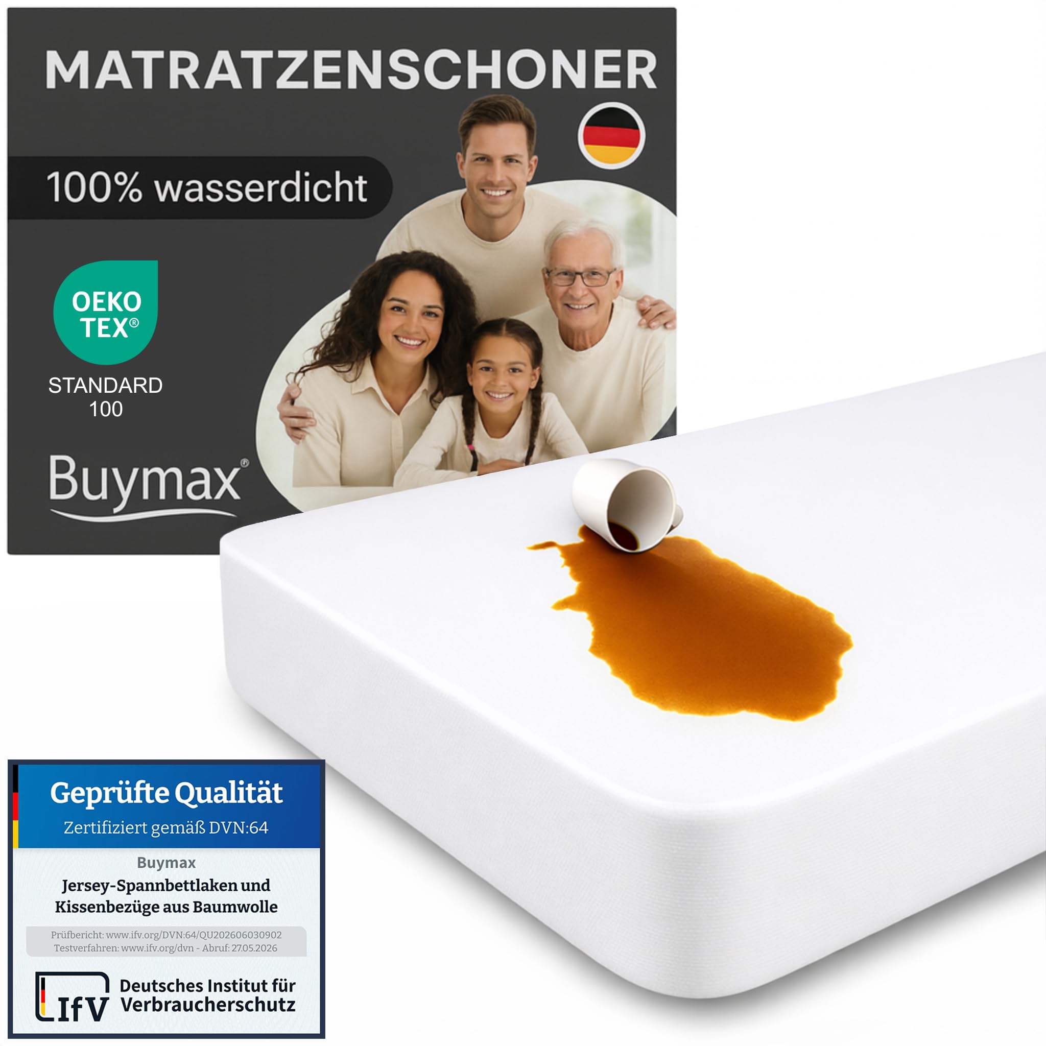Buymax Mattress Protector 90 x 200 cm Waterproof, Waterproof Fitted Sheet withou
