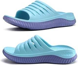KuaiLu Men's Winter Closed Toe Knitted Memory Foam Slippers Comfortable Warm Furry Plush Wool Non-Slip Home Shoes, Blue Purple, 39 EU