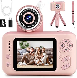 Kids Camera for Boys and Girls HD Selfie Digital Camera for 3-12 Year Old Kids with Tripod & SD Card, Perfect for Christmas & Birthday Gifts Best Festival Gift