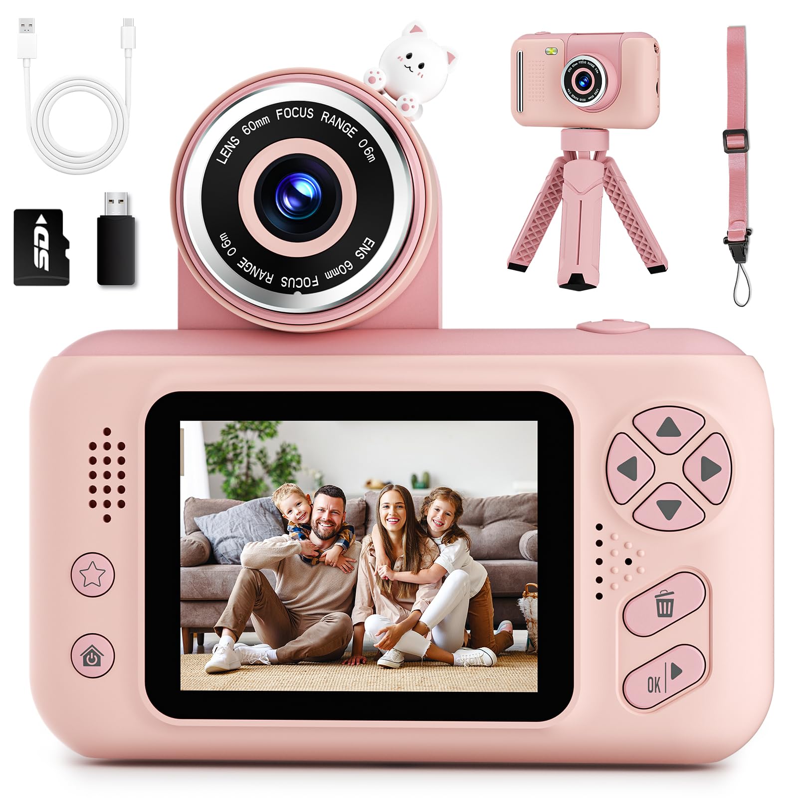 Kids Camera for Boys and Girls HD Selfie Digital Camera for 3-12 Year Old Kids w
