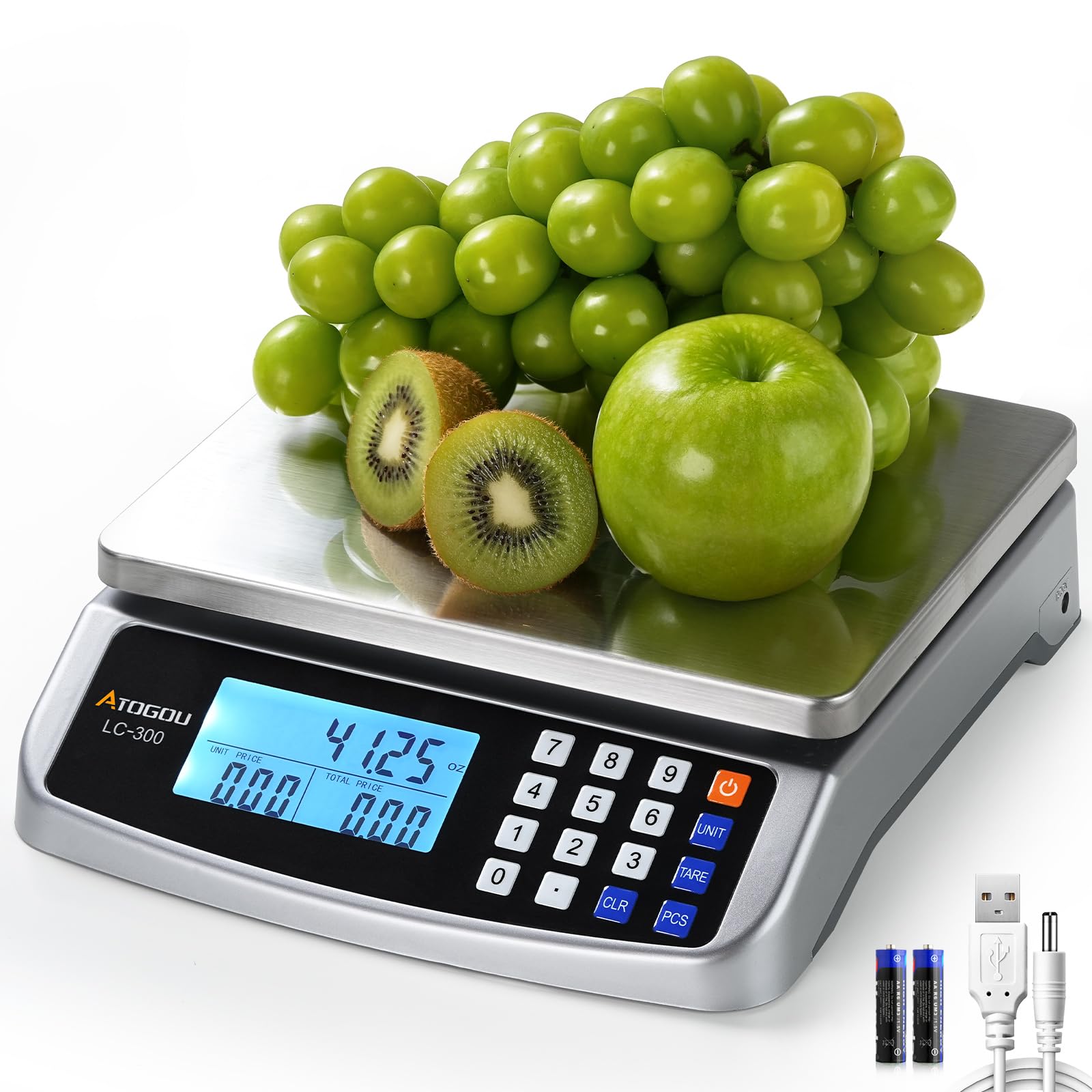 Atogou 110lb Food Scale, Commercial Kitchen Scale with Price Computing | Plug-in