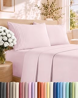 Queen Size 4 Piece Sheet Set - Breathable & Cooling Sheets - Lavender Pink