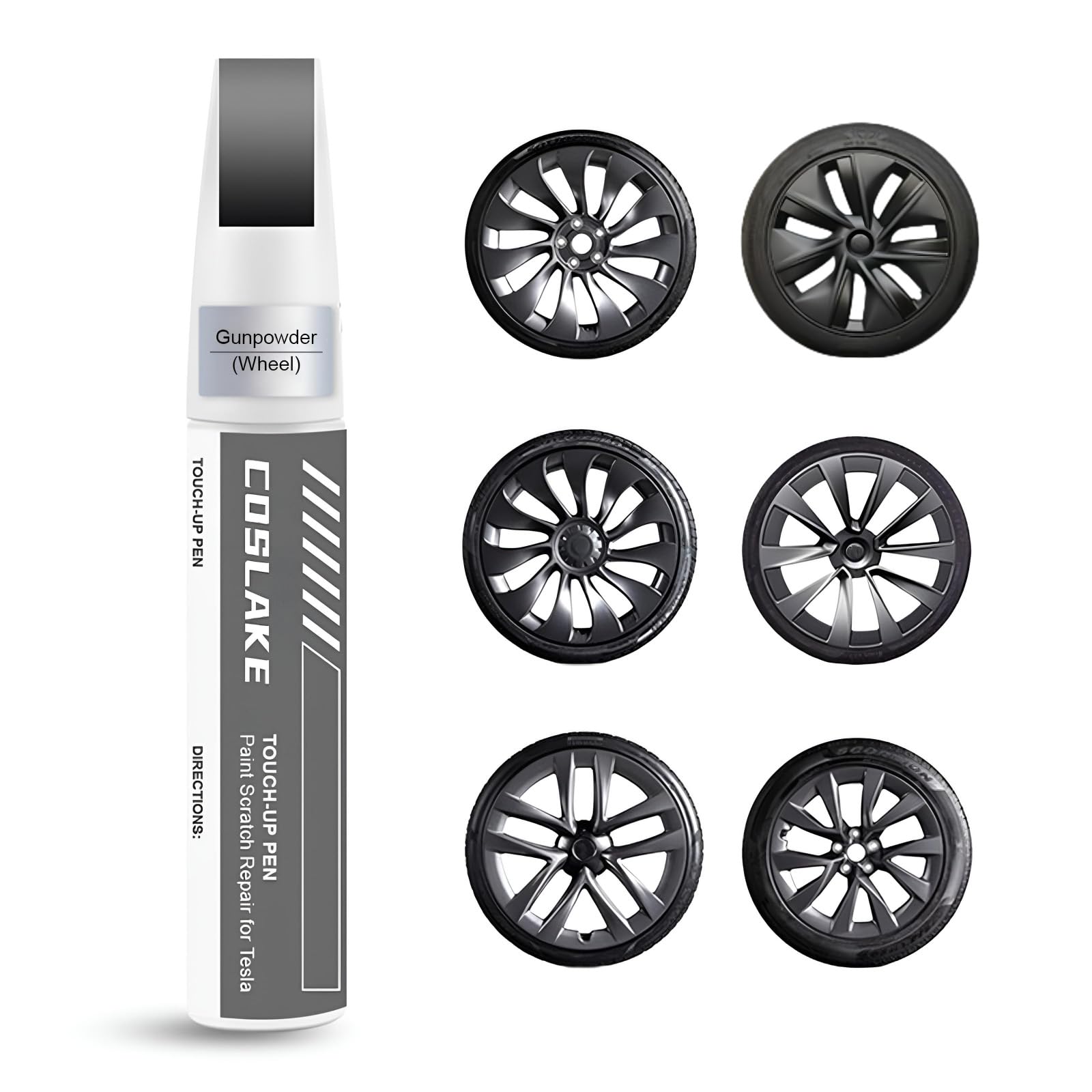 COSLAKE Rim Touch Up Paint(Gunpowder) for Tesla Model Y/3/S/X | for Gemini Dark/