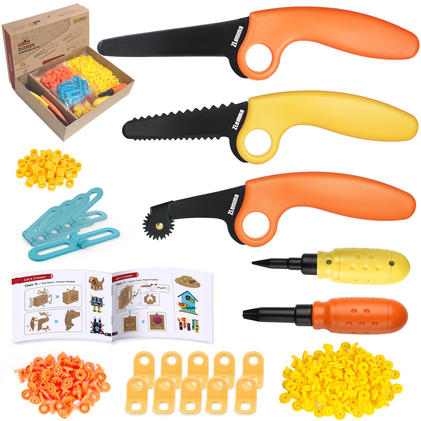 ZLemma Cardboard Construction Kit - 401 PCS Kids Building Set with Safe Serrated
