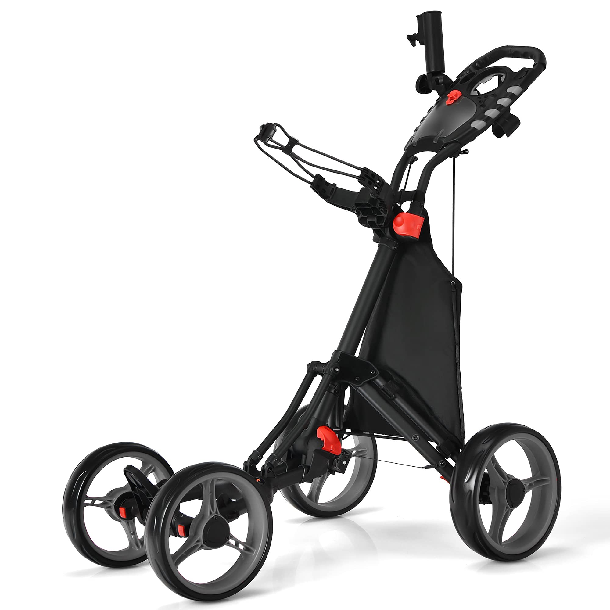 DORTALA Golf Push Pull Cart, Lightweight Folding 4 Wheels Golf Push Cart, Golf T