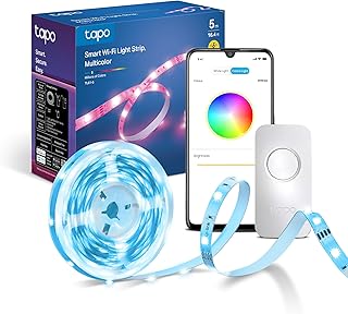 Tapo TL61-5 5m Smart LED Strip Light Multicolour Music Sync LED Lights | 16M Colours, Sync-to-Sound, Dimmable, Cuttable, 3M Adhesive, Works with Alexa & Google, No Hub Required