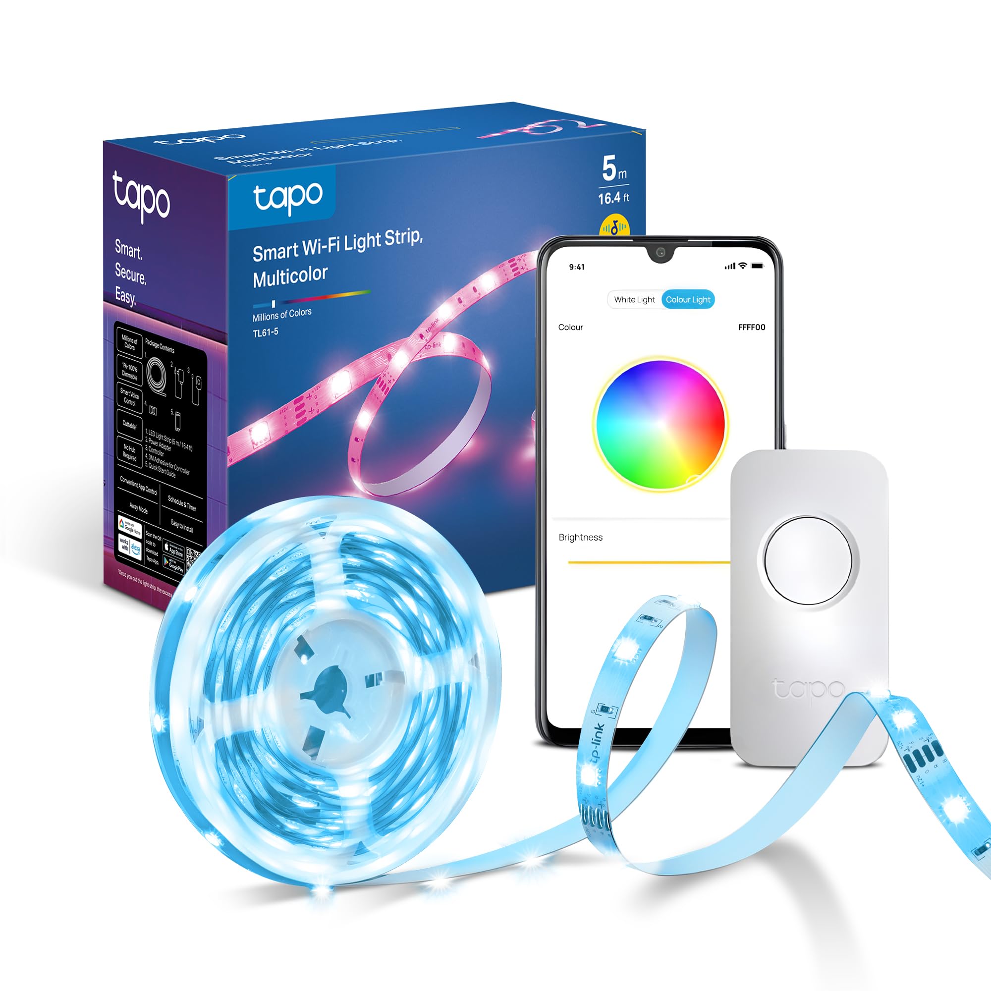 Tapo TL61-5 5m Smart LED Strip Light Multicolour Music Sync LED Lights | 16M Col