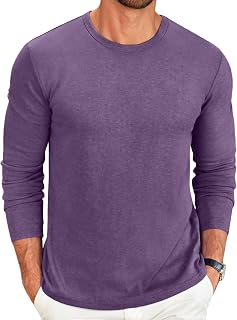 COOFANDY Mens Long Sleeve Crew Neck T Shirts Solid Color Casual Basic Soft Stretch T-Shirts