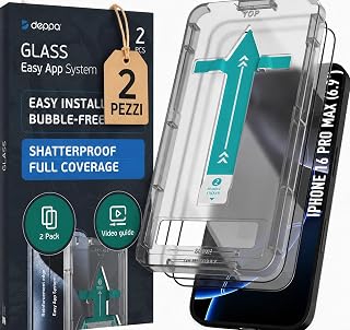 Deppa | 2 Pieces | Screen Protector for iPhone 16 Pro Max (6.9") with Easy Installation Kit | Tempered Glass Anti-Dust and Anti-Bubbles, Full Coverage