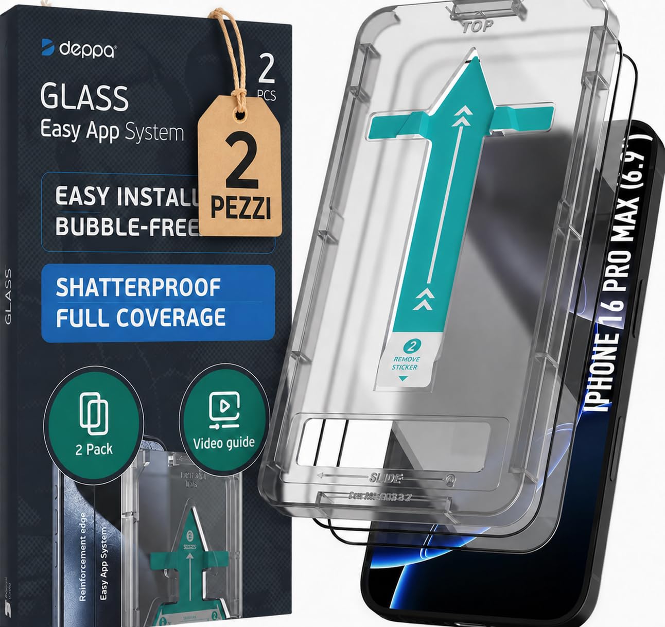 Deppa | 2 Pieces | Screen Protector for iPhone 16 Pro Max (6.9") with Easy Insta