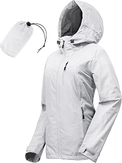 33,000ft Rain Jacket Women Lightweight Hooded Packable Breathable Coat Ideal for Running and Hiking