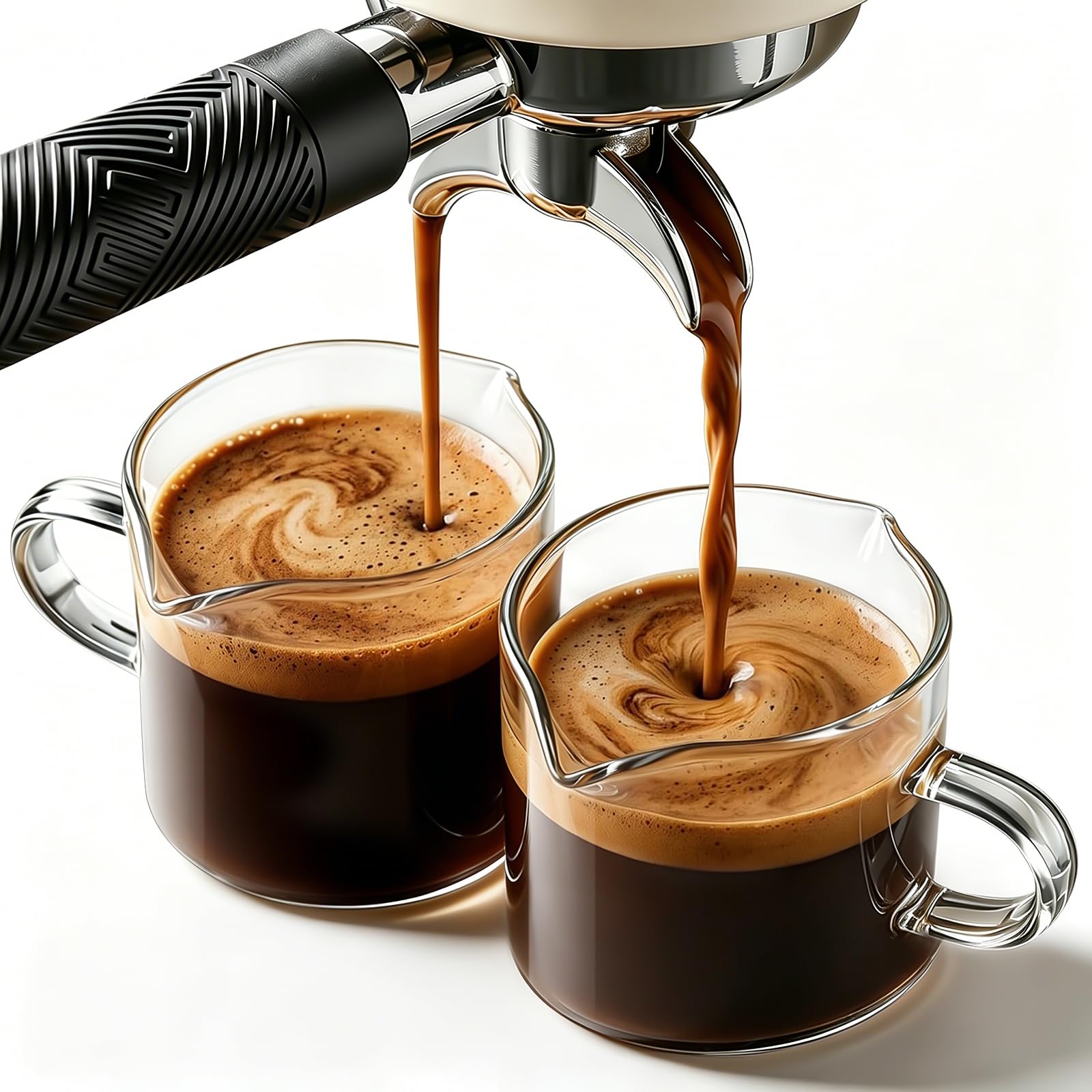 4oz Espresso Cups with Handle and Double Spout 2pcs,Coffee Bar Accessories | Gla