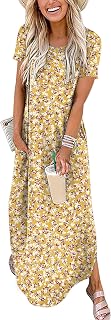 ANRABESS Womens Summer Maxi Dress Short Sleeve Casual Sundress with Pockets