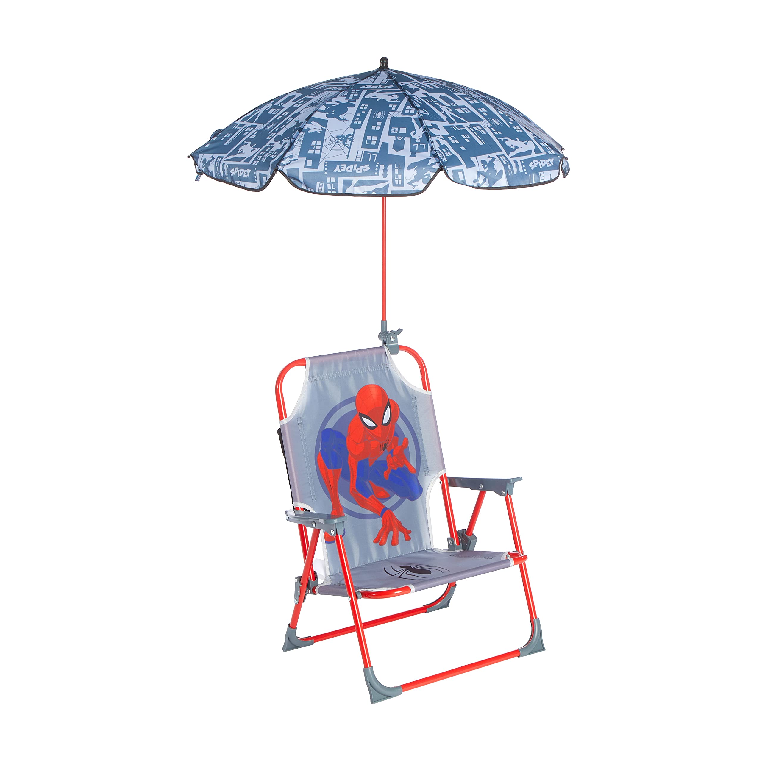 Marvel Spiderman Kids Beach Chair with Umbrella,Portable Folding Outdoor Chair w
