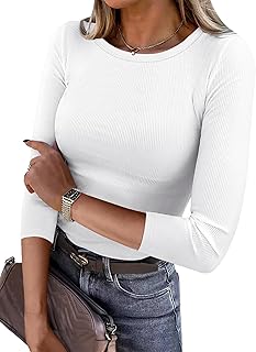 ANRABESS Top da donna a maniche lunghe a 3/4 in maglia a coste camicie aderenti t-shirt basic abiti autunnali 2025 moda Y2K vestiti