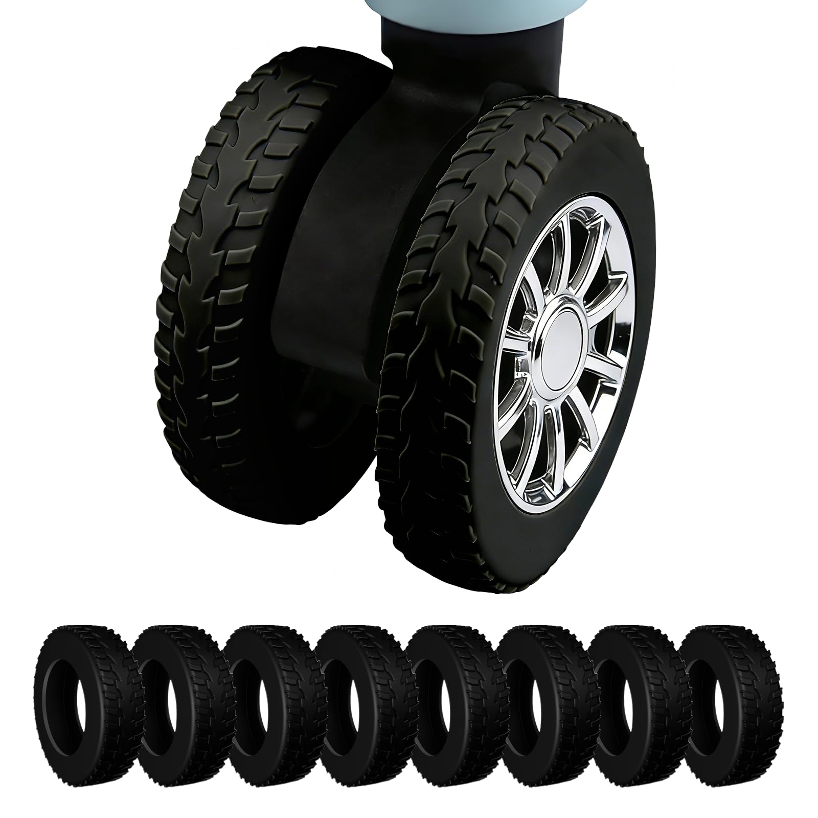 8 Pcs Luggage Wheel Covers for Suitcase Wheels Protective,Black