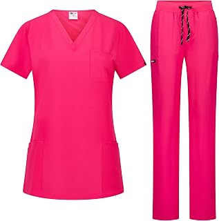 B-well Bella Women's Elastic Health Uniform | Women's Health Uniform | Set with Tunic and Trousers | Sanitary Uniforms | with Spandex