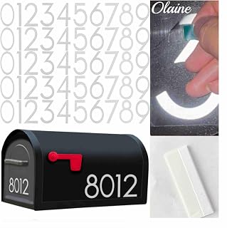 50 PCS 3 inch Reflective Adhesive Mailbox Numbers, Waterproof Vinyl Number Stickers with Easy-Peel Tabs, Includes Squeegee & Masking Tape, Strong Self-Adhesive House Numbers, Practical Gifts
