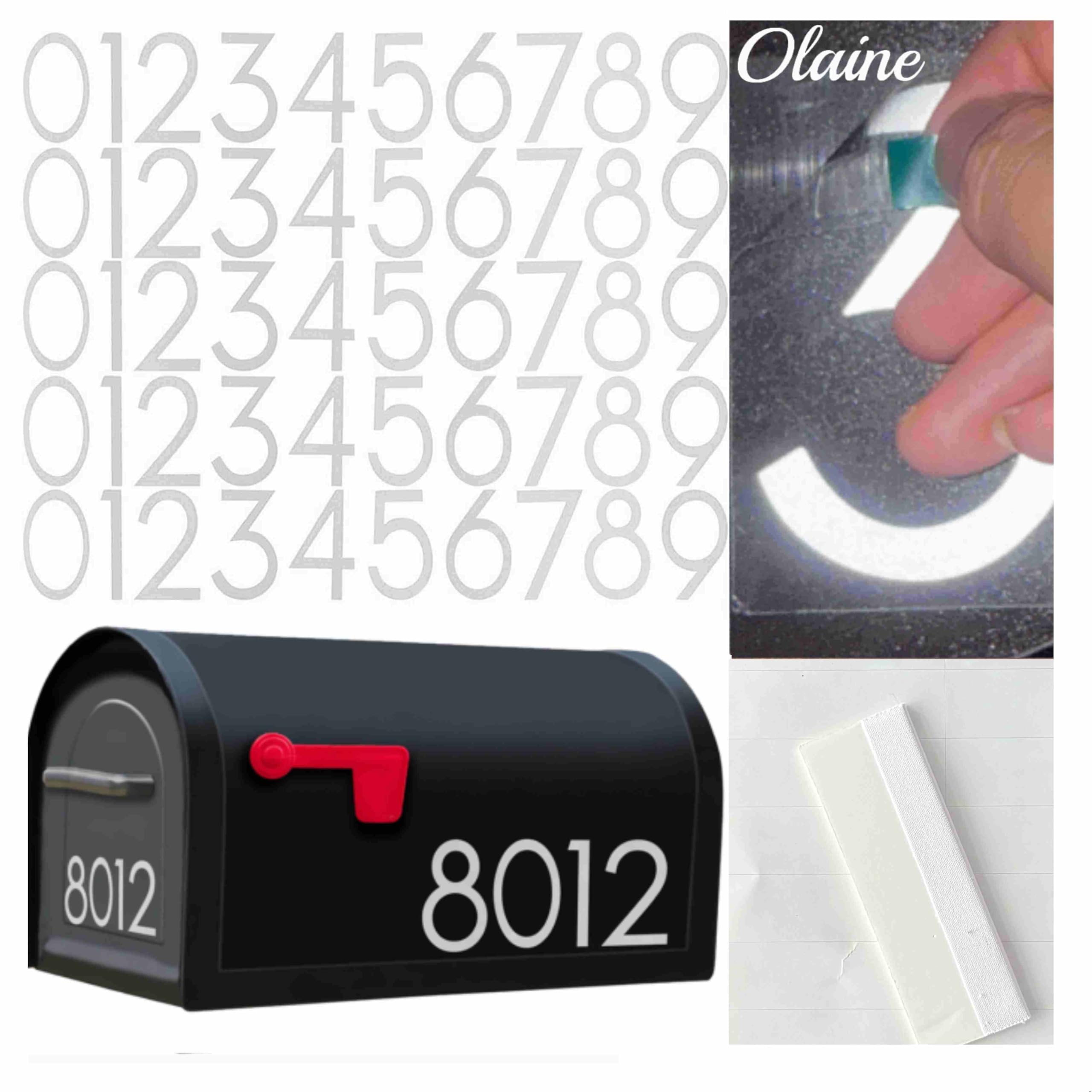 50 PCS 3 inch Reflective Adhesive Mailbox Numbers, Waterproof Vinyl Number Stick