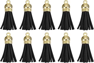 Generic Leather Tassels Keychain Charm with Cap for Pendant Bracelet Jewelry Making DIY Decoration