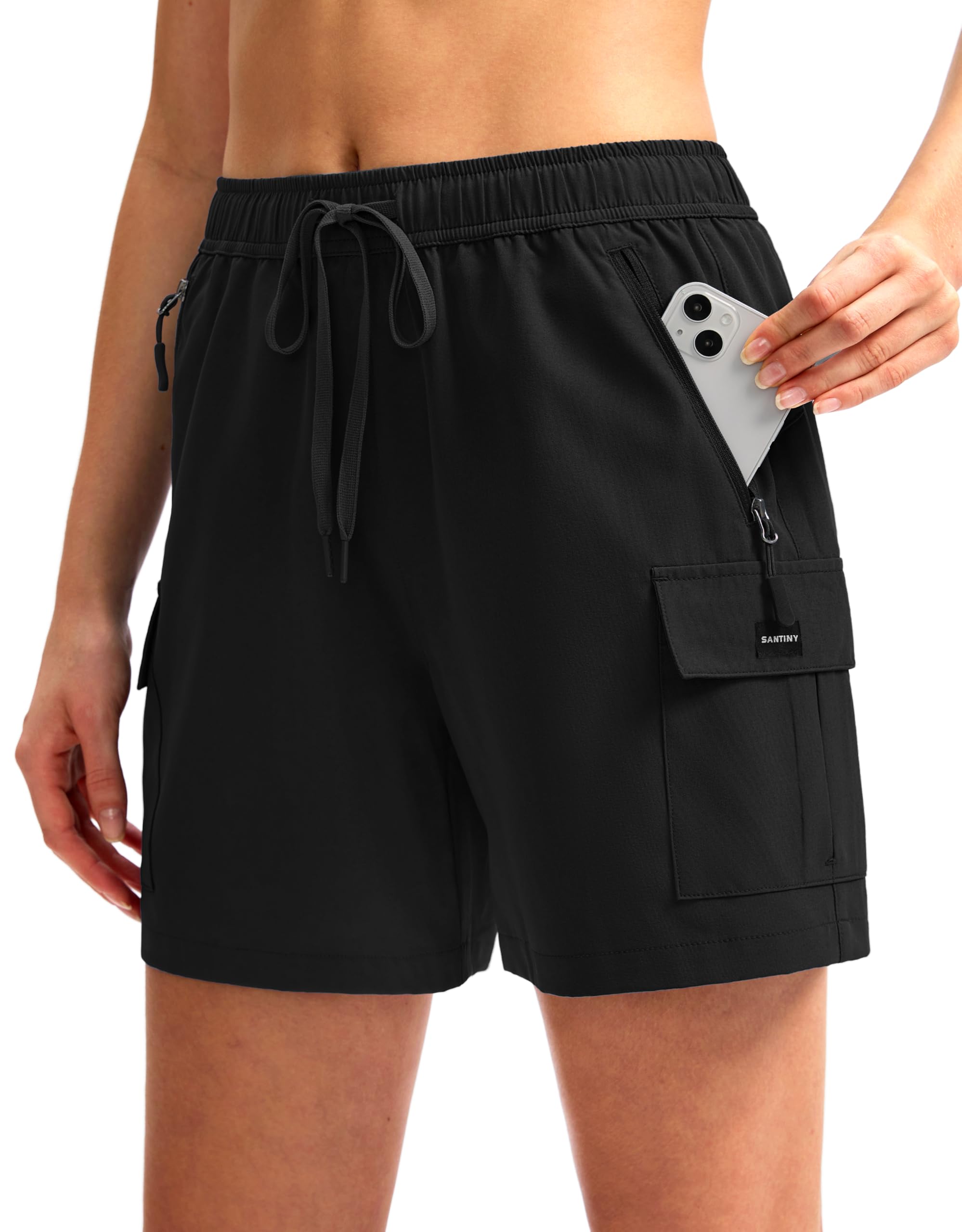 SANTINY Women's Quick Dry Lightweight Summer Travel Athletic Golf Cargo Shorts w