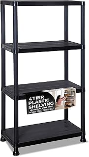 3/4/5 Tier - Plastic Shelving Unit | Garage Shelving Units | Storage Shelves | Shelving Units for Storage | Plastic Racking | Racking Shelving Unit Warehouse, Garage, Shed, and Workshop (4 Tier)