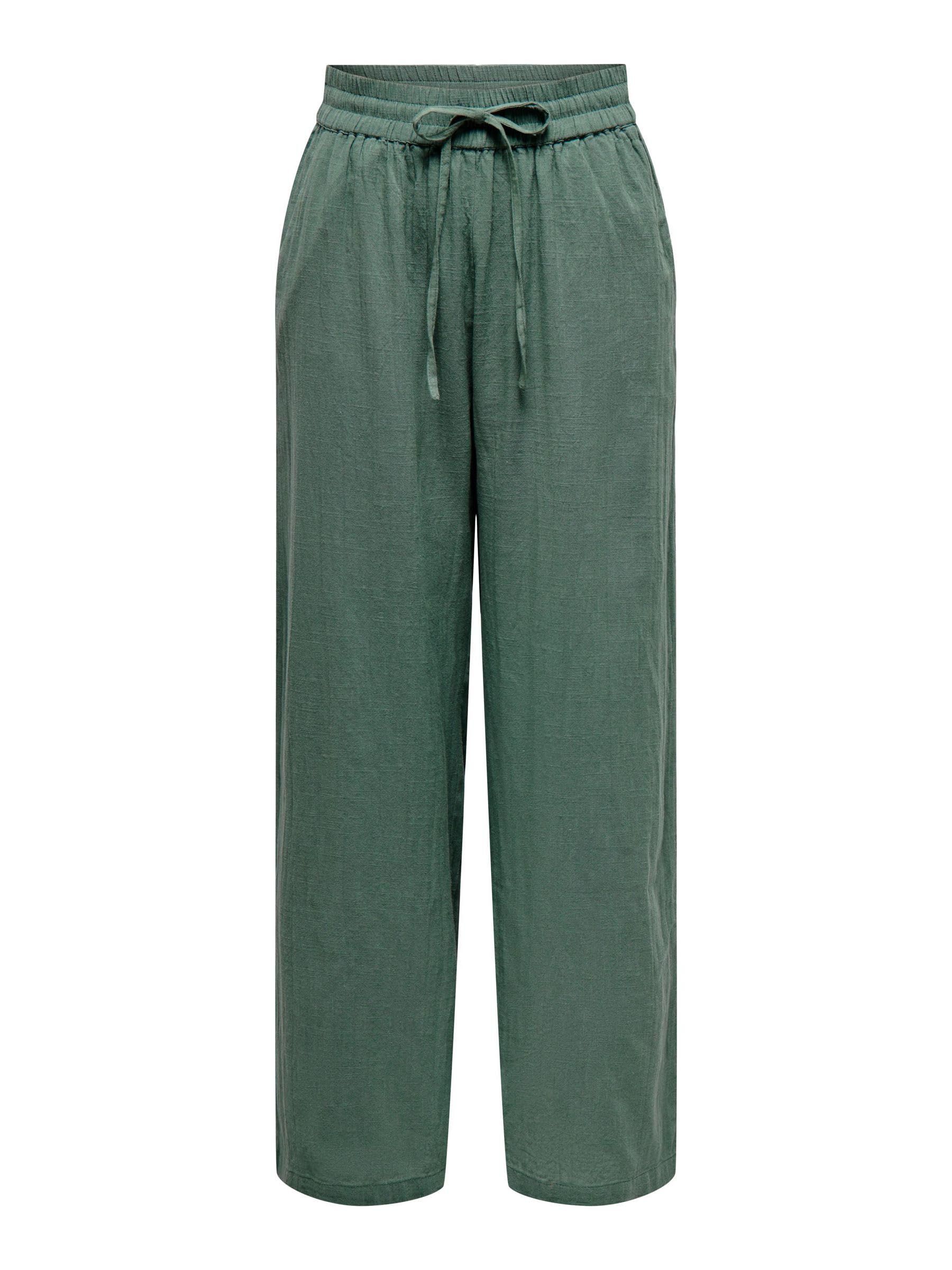 ONLY Onltizana Cotton Loose Pants Wvn Noos Basic Pant with Elastic Waist and Sid