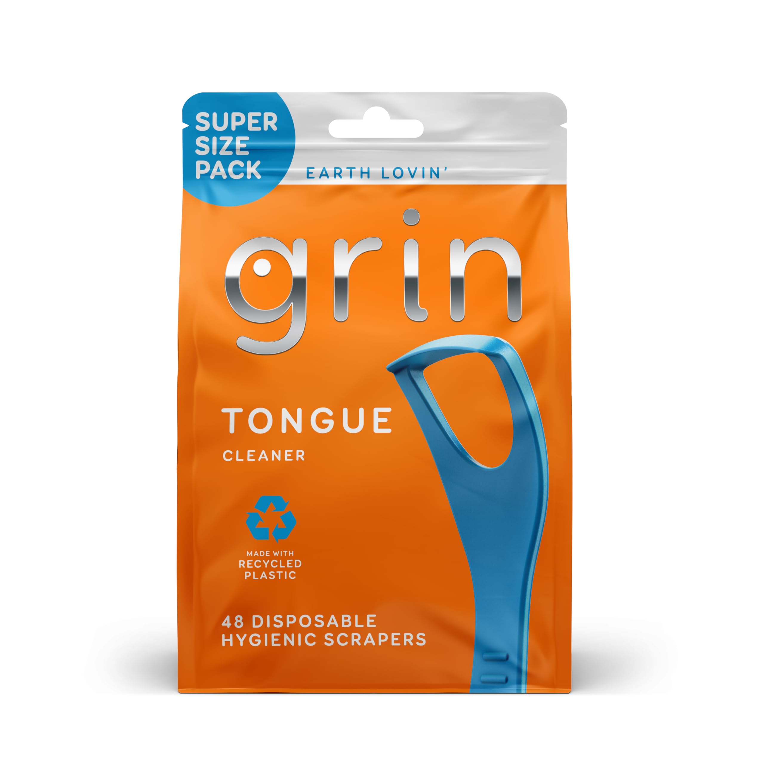 GRIN Tongue Cleaner, 48 Count, Disposable Tongue Cleaner, Hygienic Scraper, Recy