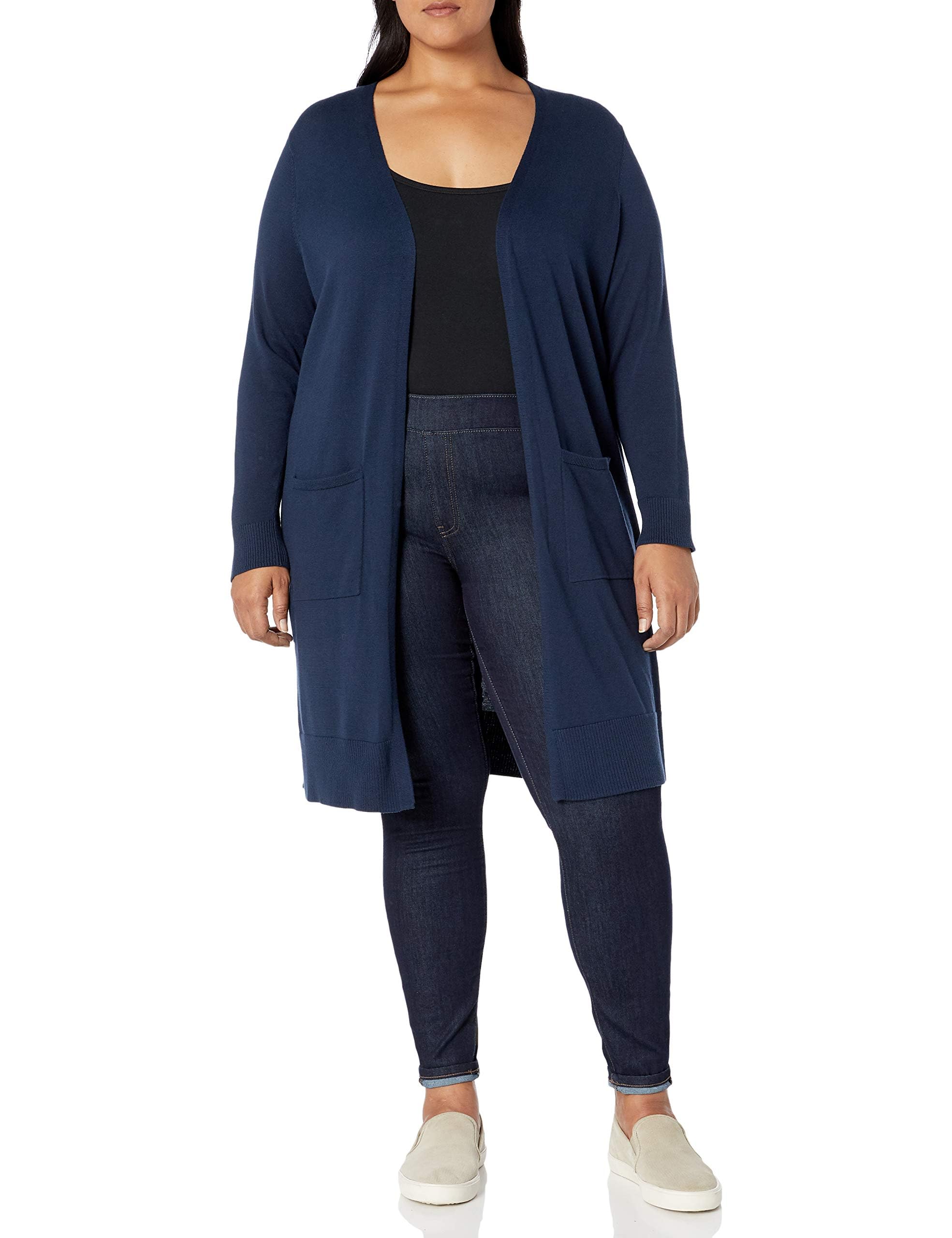 Amazon Essentials Women's Lightweight Longline Open-Front Long Sleeve Cardigan (
