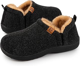 LongBay Mens Warm Memory Foam Slippers Indoor Outdoor Winter Slippers