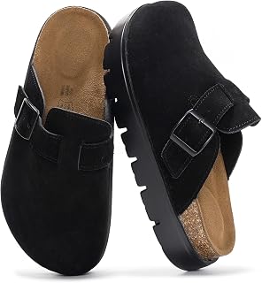 Project Cloud Genuine Leather Platform Clogs for Women Footwear, Memory Foam Arch Support, Cork Footbed, Casual Shoes and Mules for Women 2025 (Benton Chunky)