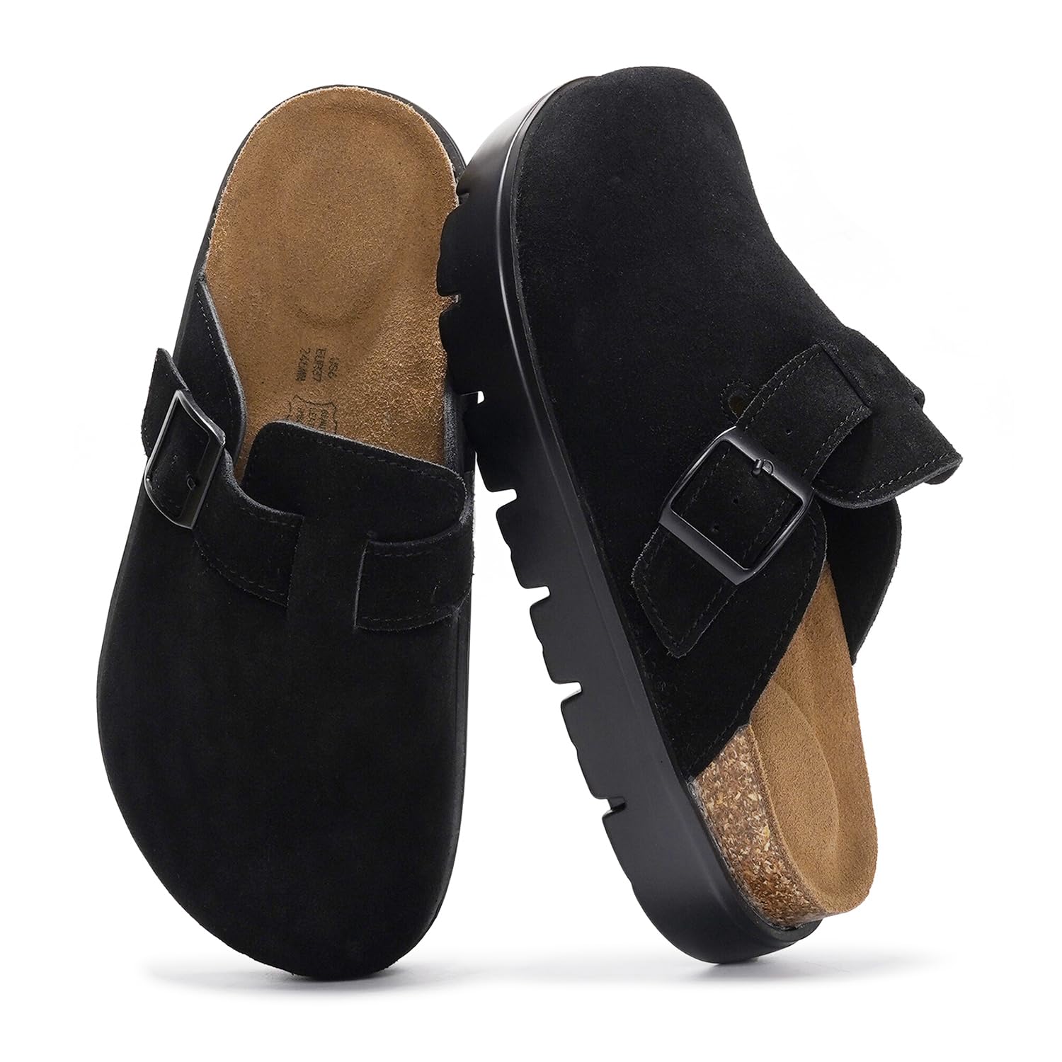 Project Cloud Genuine Leather Platform Clogs for Women Footwear, Memory Foam Arc