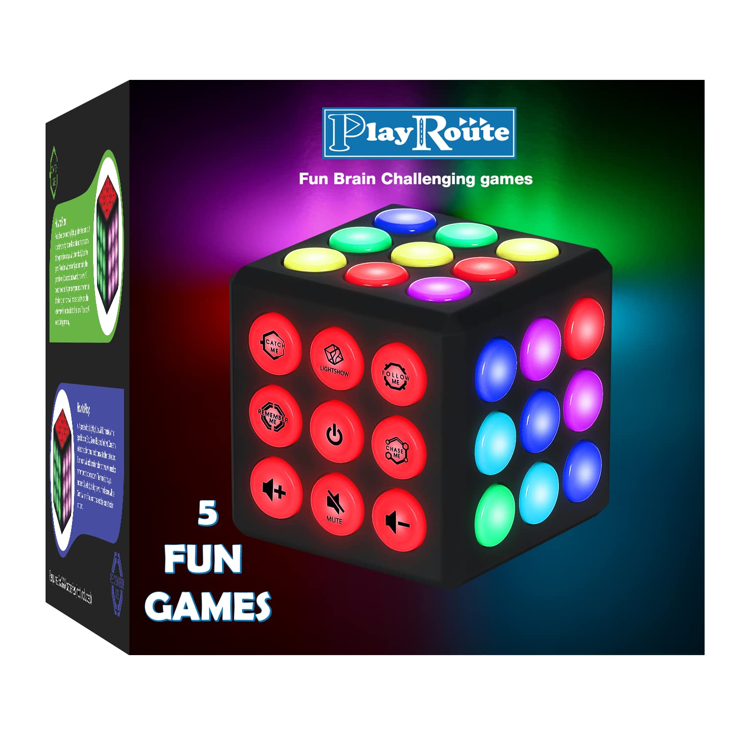 PlayRoute Electronic Brain & Memory Game Cube - Fun Toy Gift Ideas for Ages 6-12