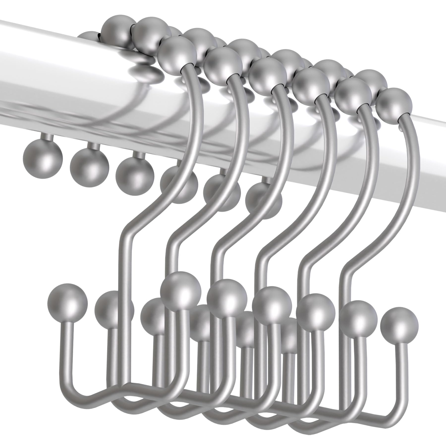 Titanker Shower Curtain Hooks Rings, Rust-Resistant Metal Double Glide Shower Ho